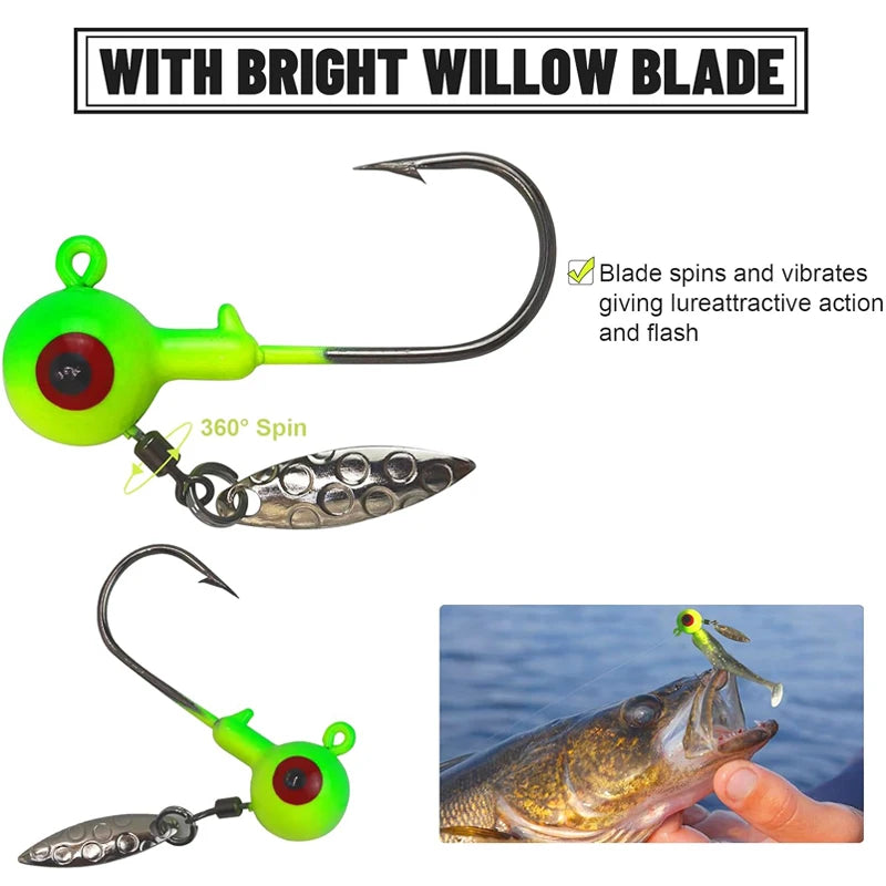 50pcs Round Ball Crappie Jig Heads Hook With Double Eyes Bass Trout Freshwater Saltwater Fishing Lure