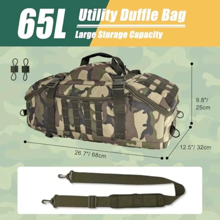 Large Travel Duffle Bag Military Tactical Backpack Army Assault Pack 3 Day Bug Out Rucksack for Outdoor Sports Hiking Camping w