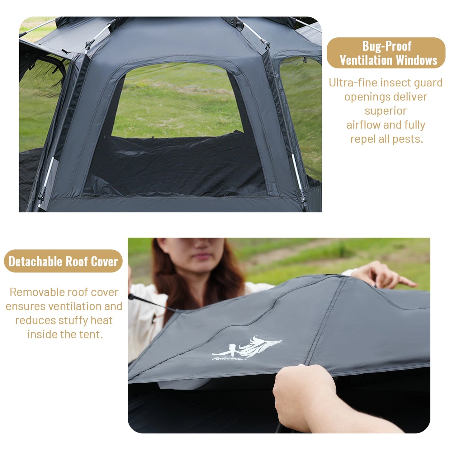 PAKICETUS Dome Camping Tent 2-5 Person Instant Setup 1 Minute Easy Assembly Double Doors Lightweight Portable Backpacking Tent for Outdoor Hiking Travel