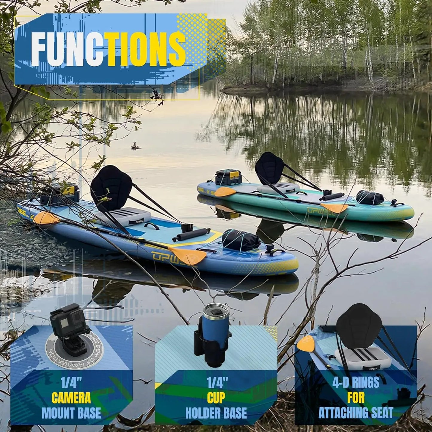 12ft x 36in Wide Inflatable Stand-Up Paddle Board for Adults & Teens, 2+1 Person SUP with Premium Add-Ons: 125L Backpack, Paddle, Leash, Hand Pump, Fins