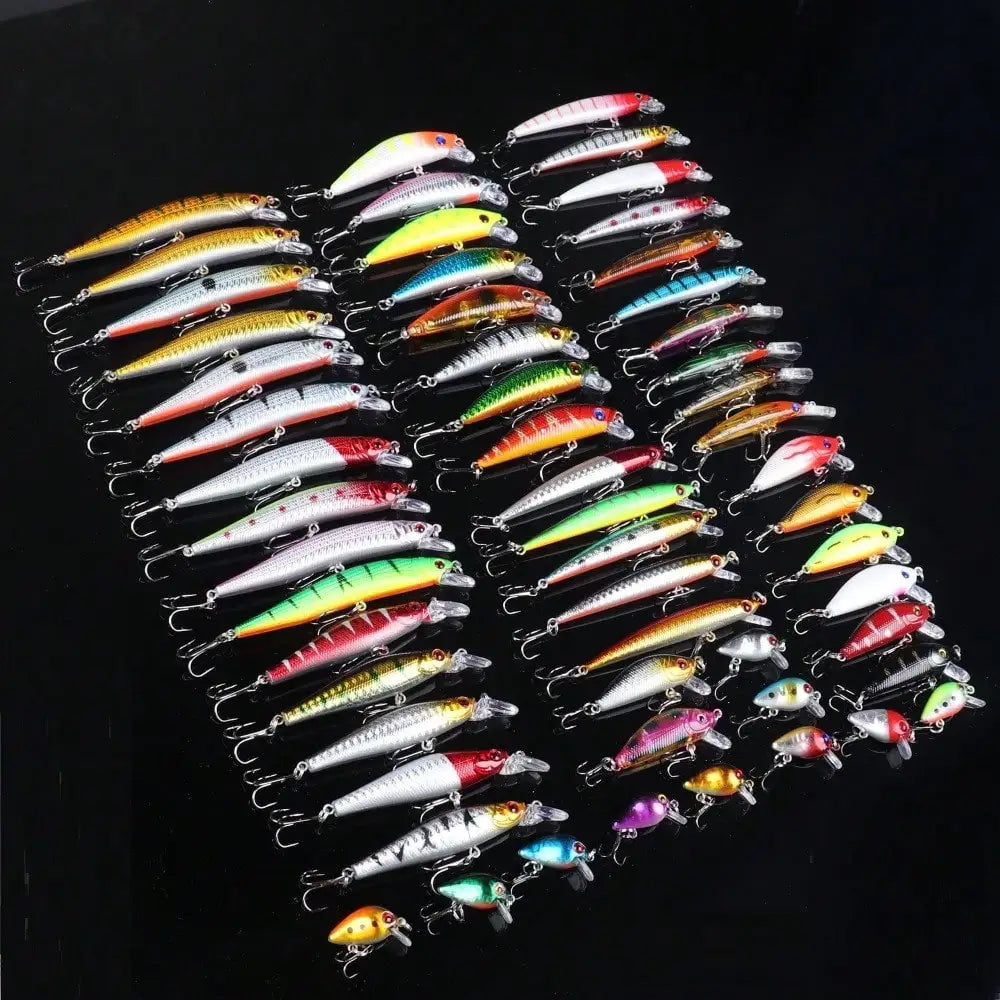 56pcs Fishing Lures Kit Mixed Including Minnow Popper Crank Baits With Hooks For Saltwater Freshwater Trout Bass Salmon Fishing