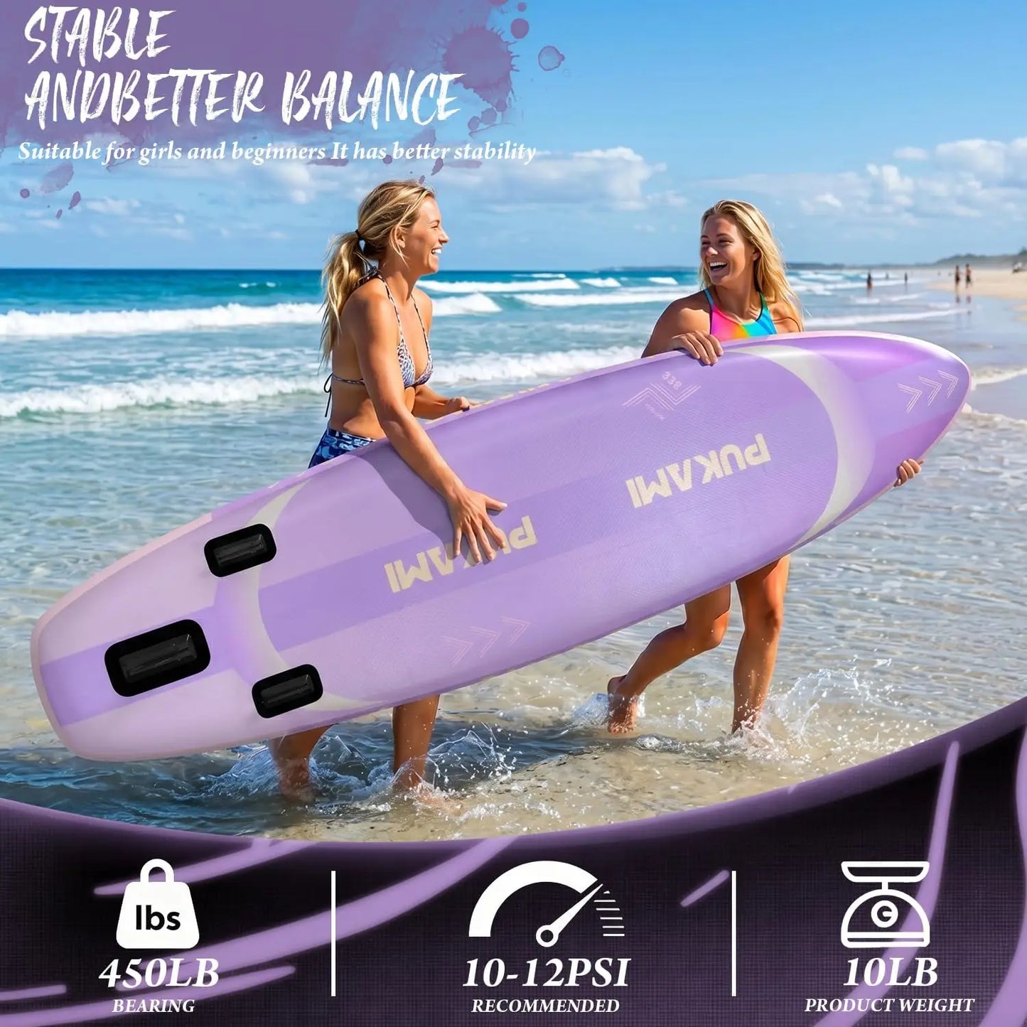 Extra Wide Inflatable Stand Up Paddle Board, 11'1" x 33", 450 lbs Capacity for Adults, Includes Premium Accessories Kit, Backpack, and Seat, Non-Slip Stable Deck, Blow Up Kayak Suitable for Yoga, Fishing, and Surfing