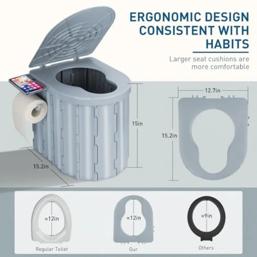 Portable Camping Toilet with Pop-Up Privacy Tent, 12-inch Toilet Seat, Outdoor Portable Folding Toilet Potty for Adults Load Ca