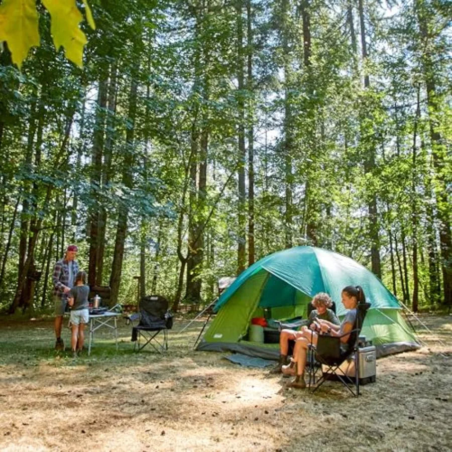 Camping tent for festivals, backyard, sleepovers; polyester fabric, gray color; quick-setup in 10 mins, weatherproof rainfly in