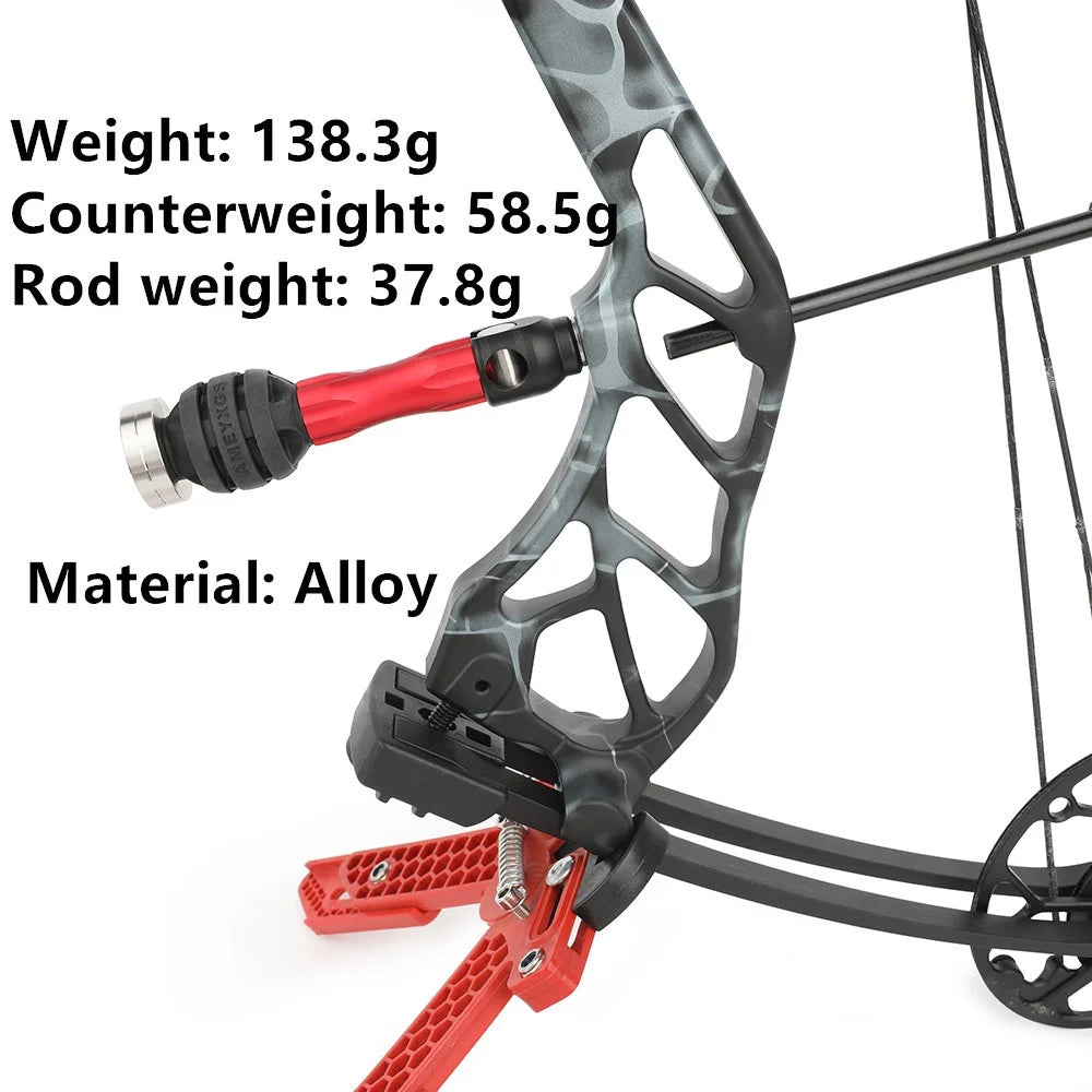 1pc Compound Bow Stabilizer Shock Absorber Rod Stabilizer Bar 4.4inch Alloy Balance Rod Side Rod Hunting Shooting Accessories
