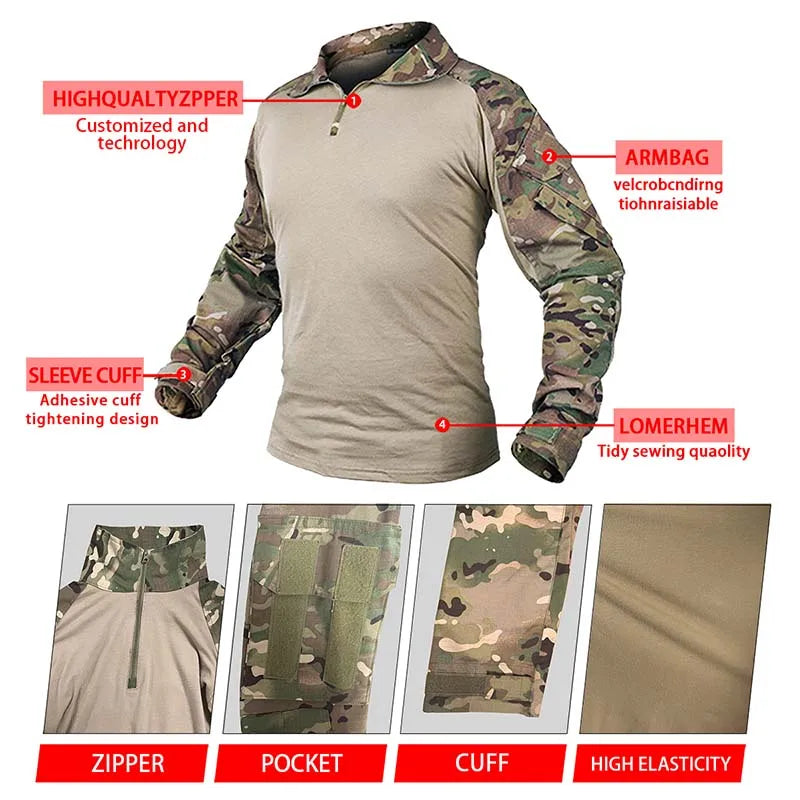 Multi-Cam Full Suit, Single Pants, MC, MultiCam, All Terrain, CP Work, Long Pants, G3 Tactical Pants, Gen3 Frog Suit Top