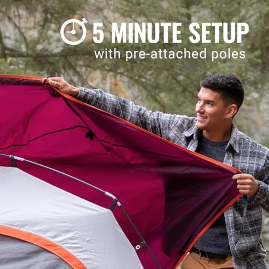 Skydome Tent for outdoor camping, polyester fabric, gray, 5-minute quick setup with 20 more headroom and weatherproof rainfly