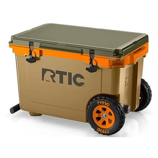 52 Quart Ultra-Light Wheeled Hard Cooler Insulated Portable Ice Chest Box for Beach Drink Beverage Camping Picnic Fishing Boat