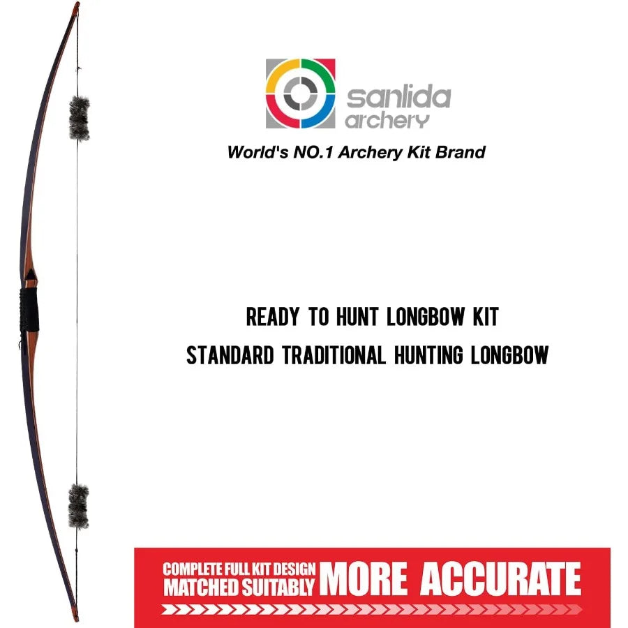 68 Royal X8 Longbow Traditional Wooden Hunting Bow Handmade Hunting Bow and Arrows Kit for Adults Traditional Archers in Outdoo