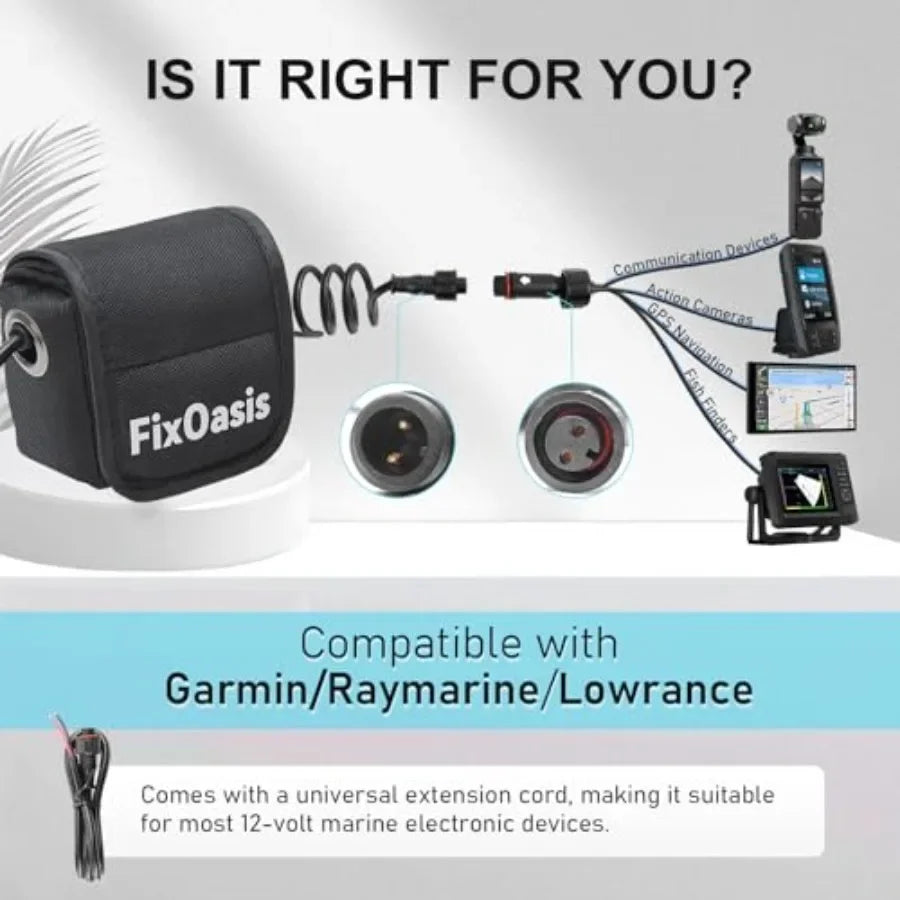 Kayak marine fish finder battery and charger kit: 12V lithium-ion, black, compact design with 5-year warranty for Garmin, GPS m