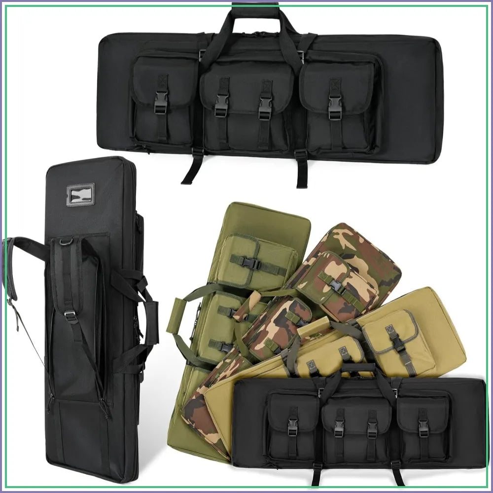 Double Rifle Case Soft Gun Bag for Rifles & Pistols, 32/36/42/48/52 inch, Tactical Backpack for Shooting Range, Gift for Hunters