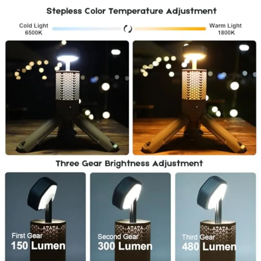Telescopic Camping LightsPortable Camping Lantern with Storage Bag 10500mAh Rechargeable Outdoor Adventure Emergency Light Wate