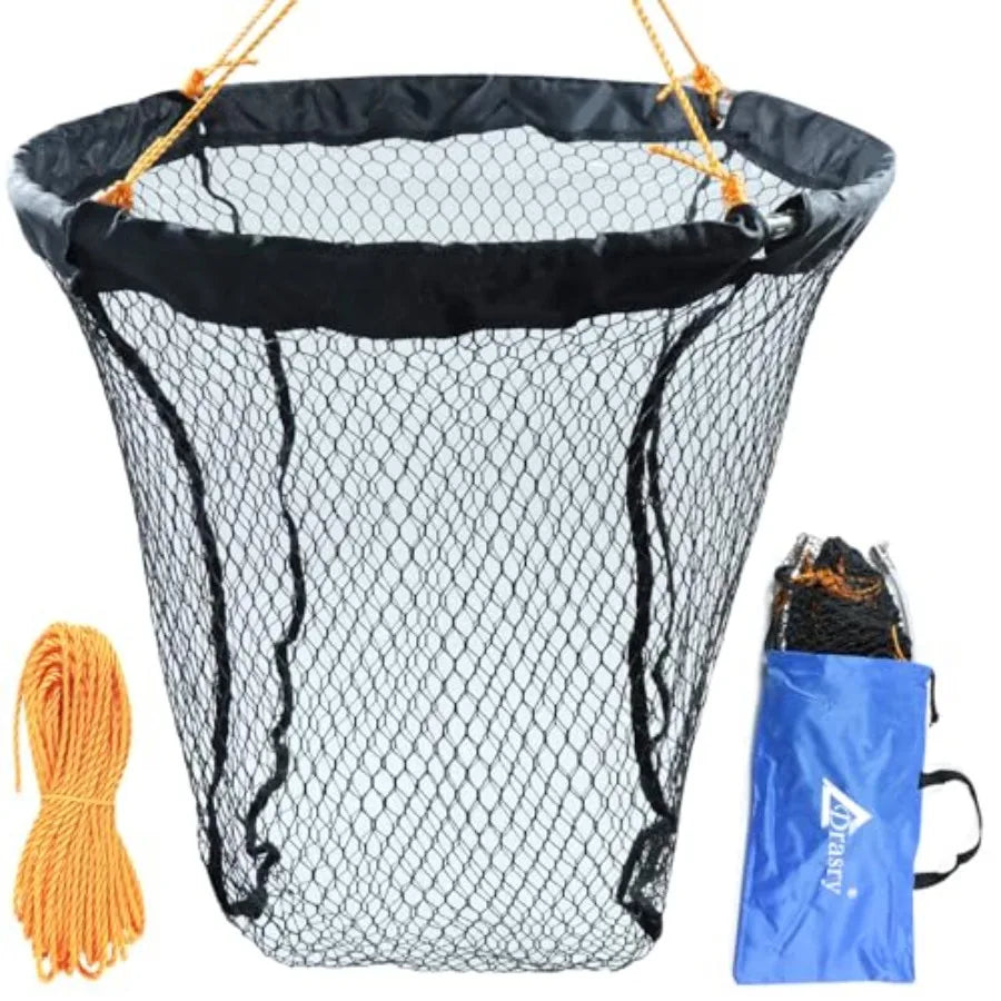 Foldable Bridge and Pier Fishing Landing Net - High Load-Bearing Aluminum Ring Drop Net for Saltwater Freshwater - Collapsible
