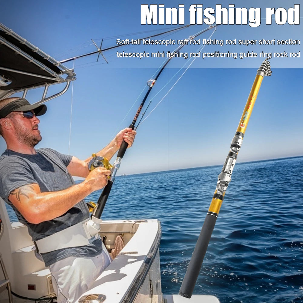 Carbon Telescopic Fishing Rod 1.5m 1.8m 2.1m Travel Raft Rod Pesca Fishing Pole