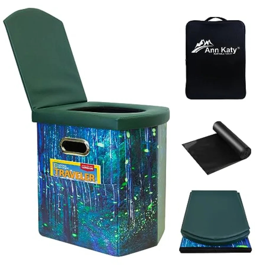 Upgrade XL Portable Toilet for Adults Extra Large Portable Travel Floding Toilet Camping Tall Toilets with Lid for Adults and C
