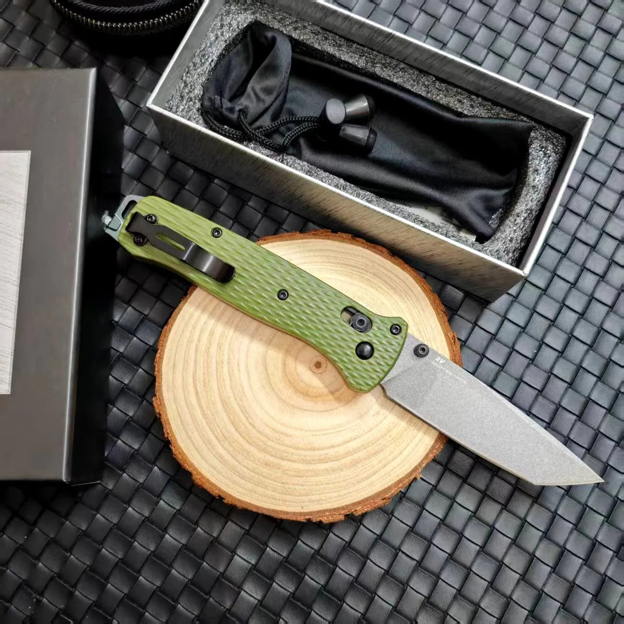 BM 537 Folding Pocket Knife Drop Point Flat Blade Nylon Fiber Handle Hunting Camping Tactical Combat Self-Defense Multi-Function