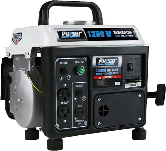 1200W Portable Gas Generator, 2-Stroke Engine with Recoil Start, Compact Design for Camping & Outdoor Use