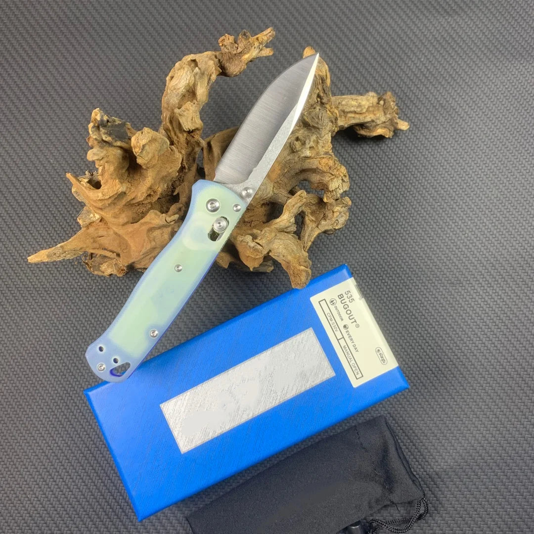 Premium 535 EDC Folding Knife, Transparent Jade G10 Handle Equipped with Sharp S30V Blade, Portable Outdoor Pocket Utility Knife, Custom Service Supported, US Local Warehouse Quick Dispatch, Great Camping Tool & Men’s Gift