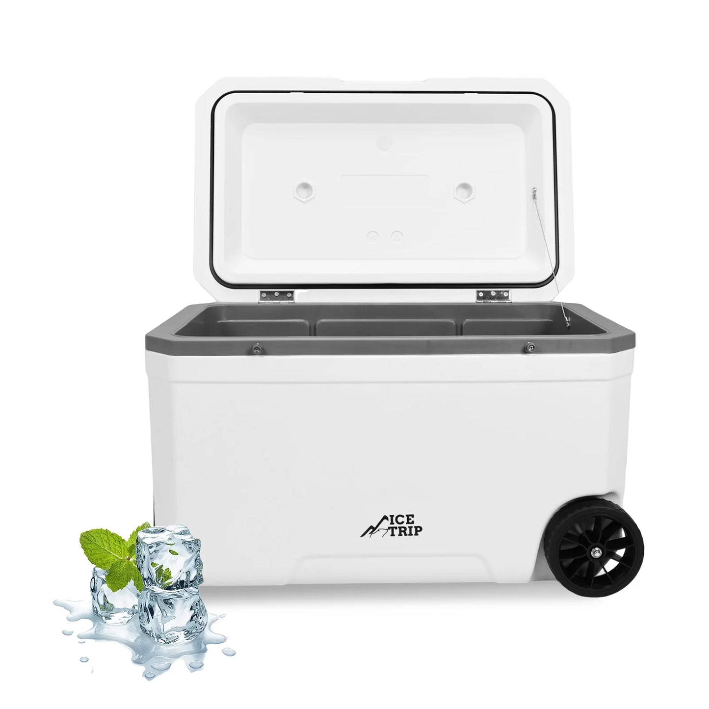 70L Camping Cooler Hard Shell Portable Car Wheel Insulator Plastic Cooler Box 30 Percent Lighter Than Rotomolded for BBQ Camping