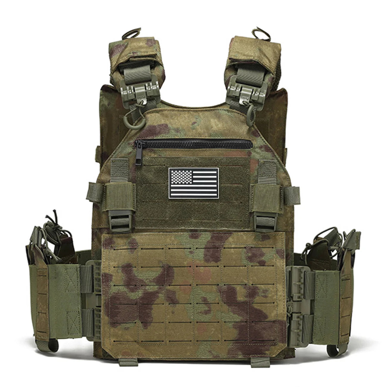 Quick release hunting vest with chest zipper anti-theft bag MOLLE modular expansion breathable elastic vest