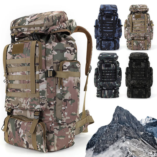 80L Mountaineering Backpack 600D Oxford Cloth Climbing Backpack Multiple Pockets Mountain Climbing Rucksack for Outdoor Sports