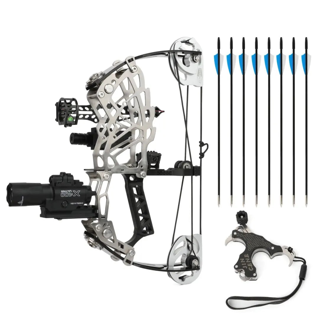 13 Inch Mini Short-Axis Compound Bow Kit 15-32lbs Adjustable Draw Weight Ambidextrous RH LH Design Complete Arrow Set with Laser Sight Lightweight Stainless Steel Limbs for Target Shooting and Small Game Hunting Archery Gear