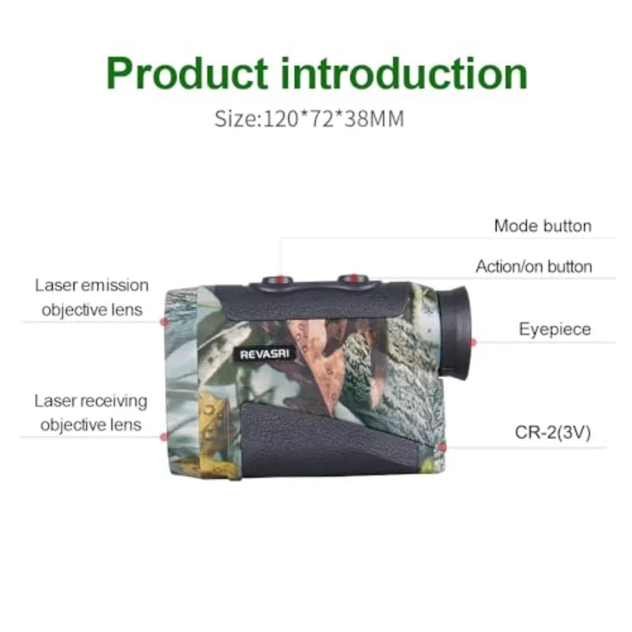 Hunting Laser Rangefinder 8X 1800 Yards High Accuracy Range Finder with Angle Height Horizontal Distance Measurement and Contin