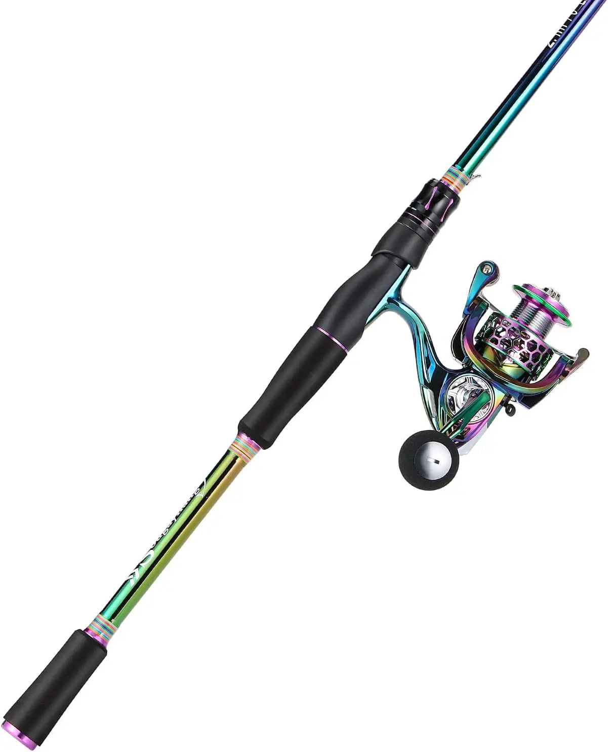 Spinning Fishing Reel Rod Combo, Two Pieces Colorful Portable Lightweight Fishing Rod with Powerful Gear for Freshwater Bass Trout