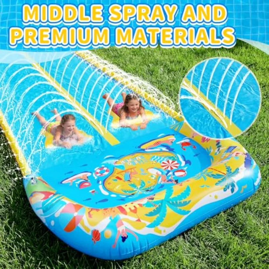 40FT Double Slip and Water Slides with 2 Bodyboards Giant Lawn Inflatable Water Slides for Adults Heavy Duty Backyard Extra Lon