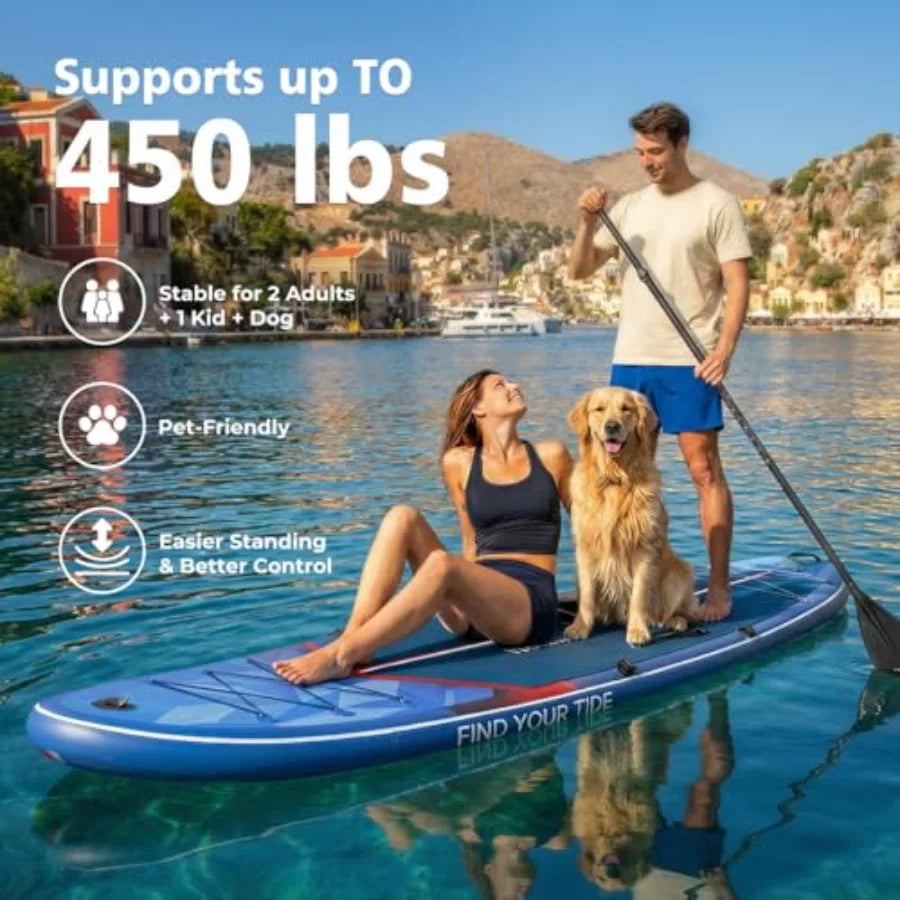 12' x 35" Inflatable Paddle Board, 450lbs Extra Wide Stand Up Paddleboard for Youth/Adults of All Skill Levels, Stable SUP with