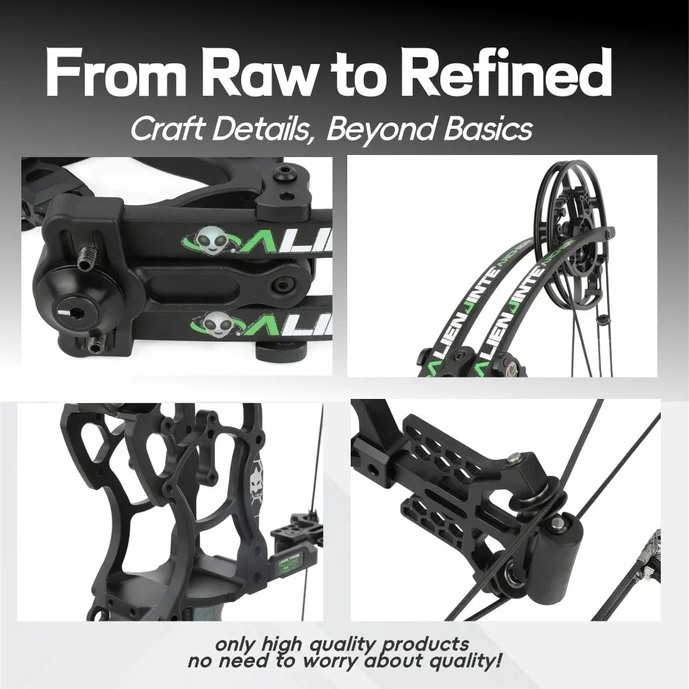 Dual-Use Compound Bow High-Performance Steel Ball & Arrow Set 30-70LBS 80% Let-off 340FPS Outdoor Archery Hunting Practice