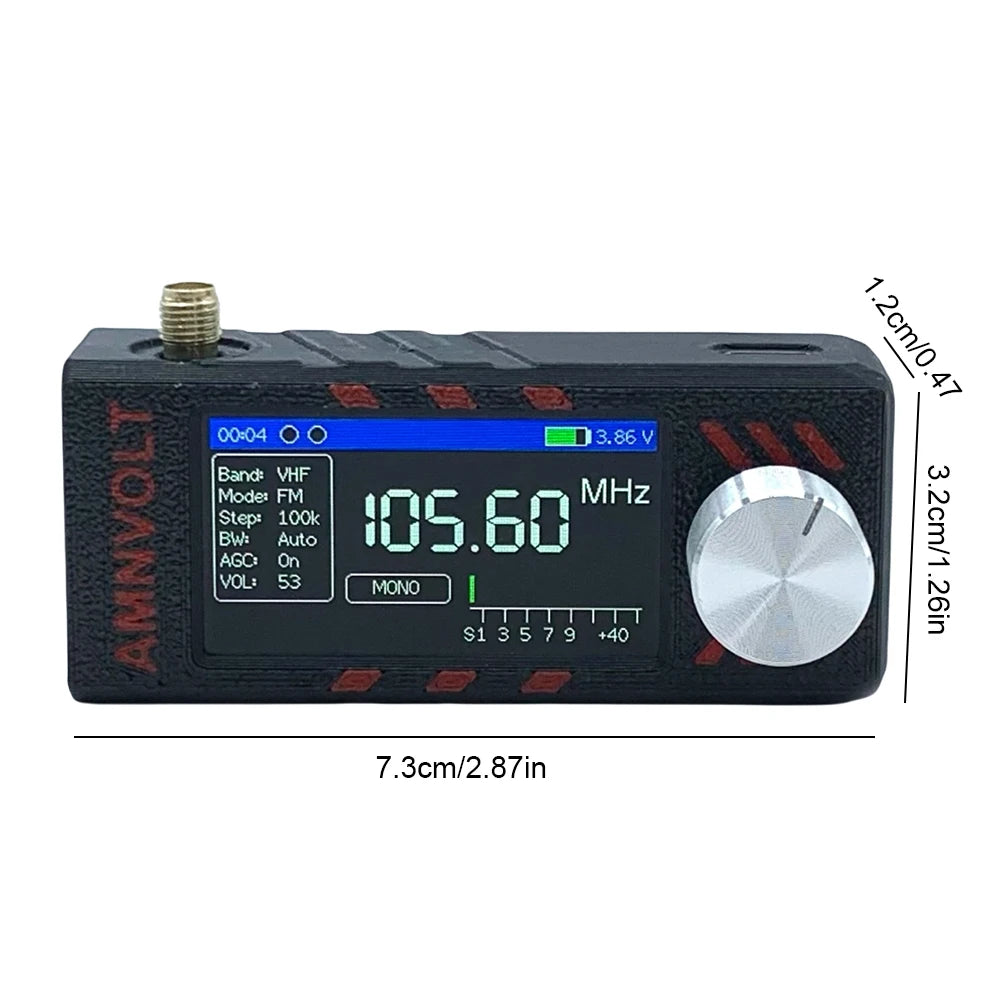 New Upgrade SI4732 0.5-108mhz Mini Pocket Radio 1.9inch IPS Screen HF SW MW VHF Radio with 2PCS Antenna All Band Radio Receiver