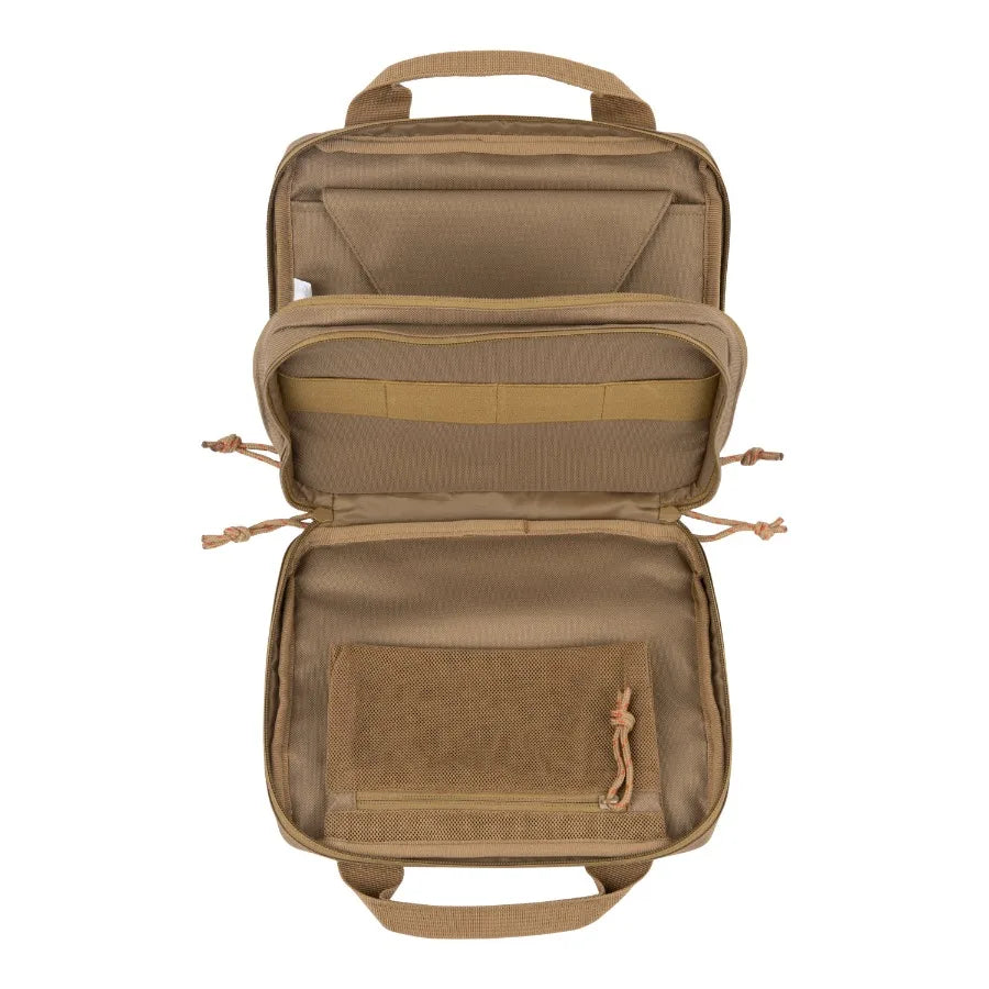 Tac-Six Crew 2-Firearm Case for Tactical Use, 10L x 8W, Coyote Brown, Durable Water-Resistant Nylon with Padded Interior and Qu