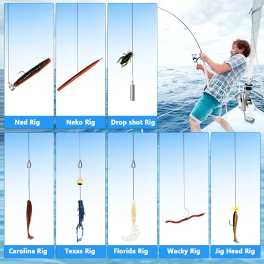 322-Piece Fishing Lures Kit - Buzz Bait/Spinner Baits/Jig/Frog, Fishing Tackle Box with Tackle Included, Soft Bait/Hooks/Weight