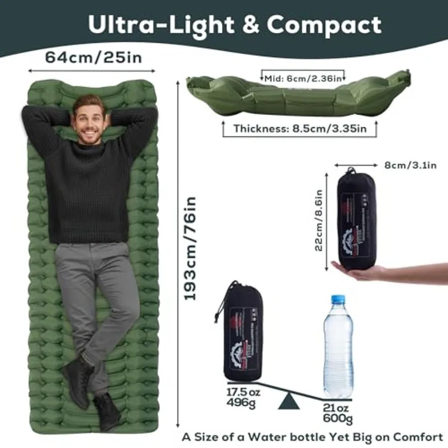 ® Ether 17.5oz Ultralight Camping Sleeping Pad Backpacking Air Mattress Camping Mattress Pad Compact Inflatable Sleeping Mat fo