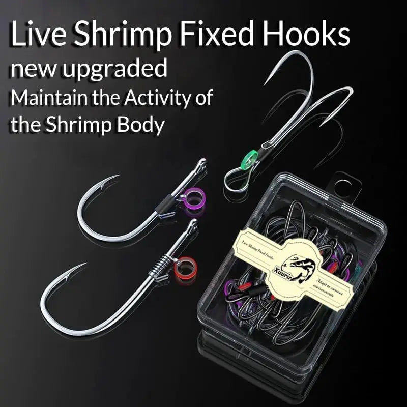 Double Fishing Hooks for Live Shrimp Bait, Saltwater Freshwater Lures