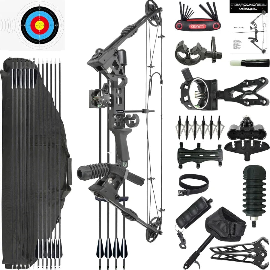 Archery Compound Bow Set 2070 LBS Draw Length 2430 up to IBO 320 fps Hunting Compound Bow with All Accessories for Archery Hunt