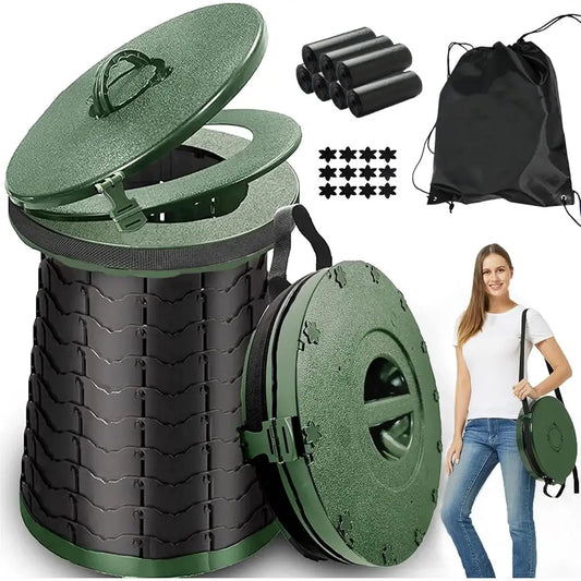 XXL Portable Toilet for Camping,880lbs Capacity,19.7" H Adjustable Outdoor Toilet with 7 Garbage Bags,Porta Potty for Adults,Col