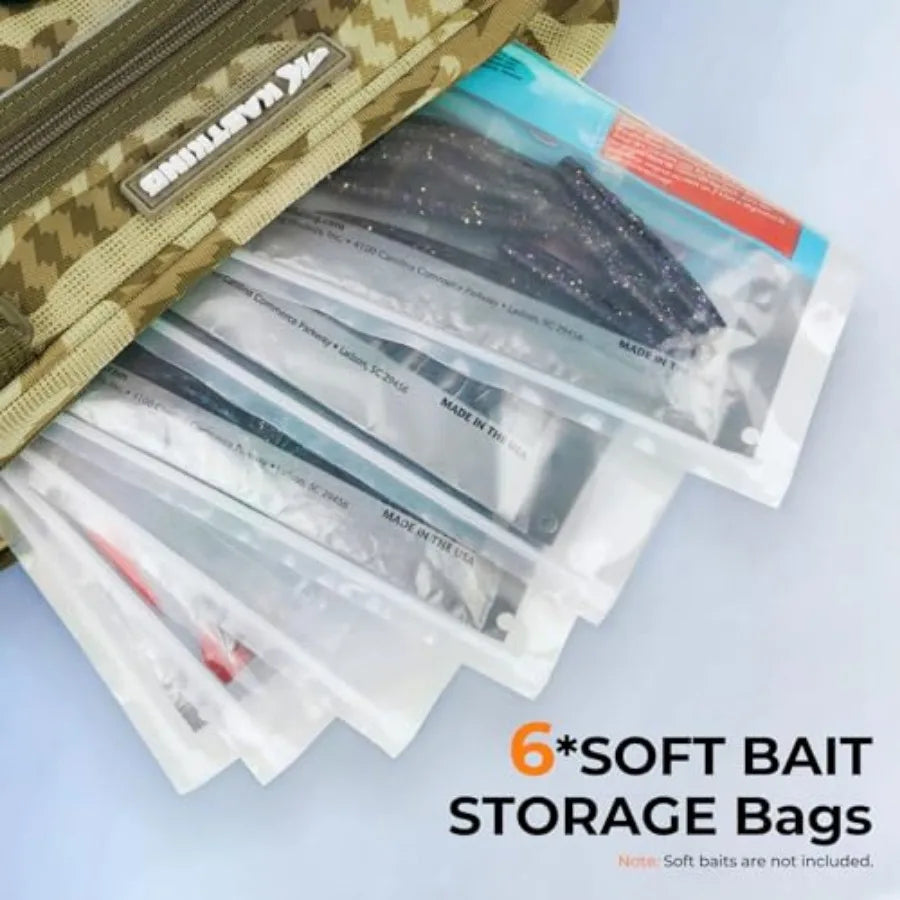BaitSpace Waist Bag Waterproof Tackle Storage Bag With Adjustable Belt, Fishing Fanny Pack for Men, Soft Bait Organizer, 3600 U