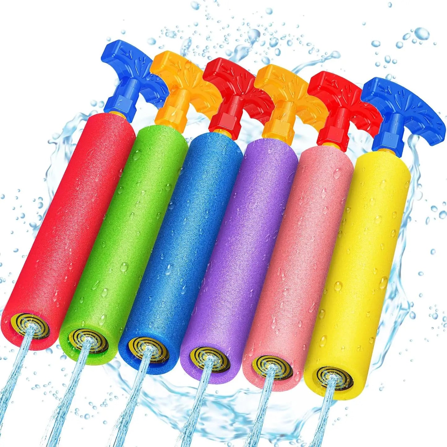 40ft Range Water Blaster Guns 6-Pack, Foam Soaker Toys for Kids Adults Pool Beach Summer Fun