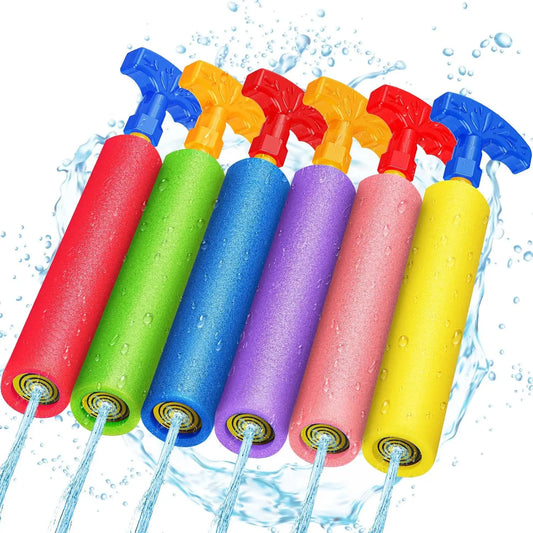 40ft Range Water Blaster Guns 6-Pack, Foam Soaker Toys for Kids Adults Pool Beach Summer Fun