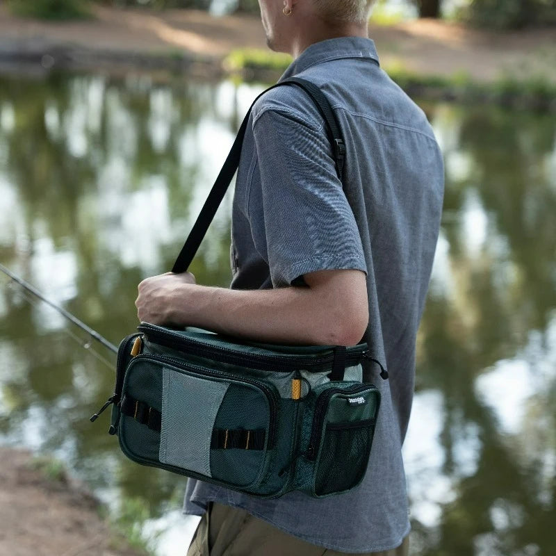 Soft-Sided Fishing Tackle Bag with 2 Medium Lure Boxes, Polyester
