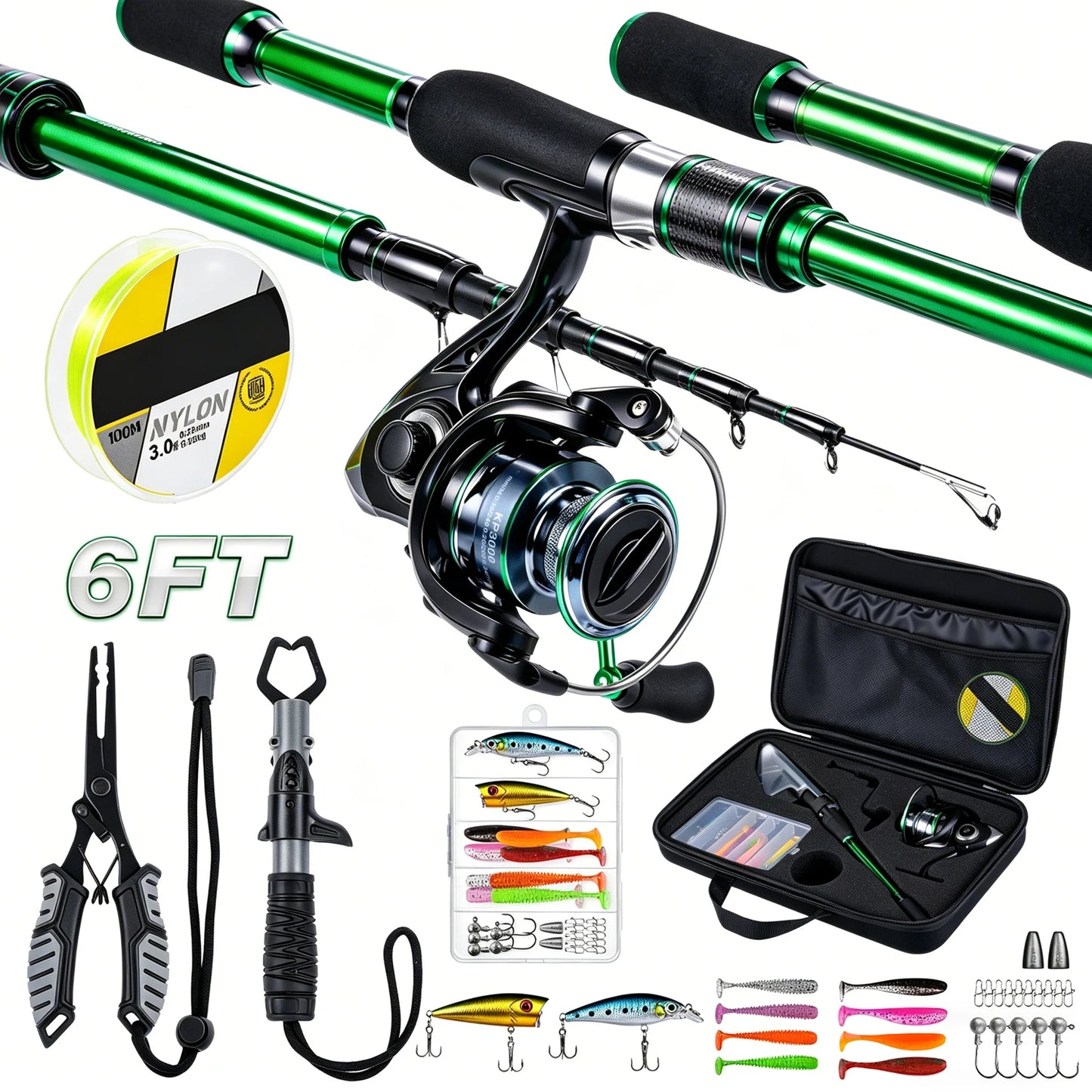 Graphite Telescopic Fishing Rod & Reel Combo: Portable Folding Design with Storage Bag, Unisex Freshwater Travel Gear, Lightweight Durable Tool, Perfect Gift for Anglers