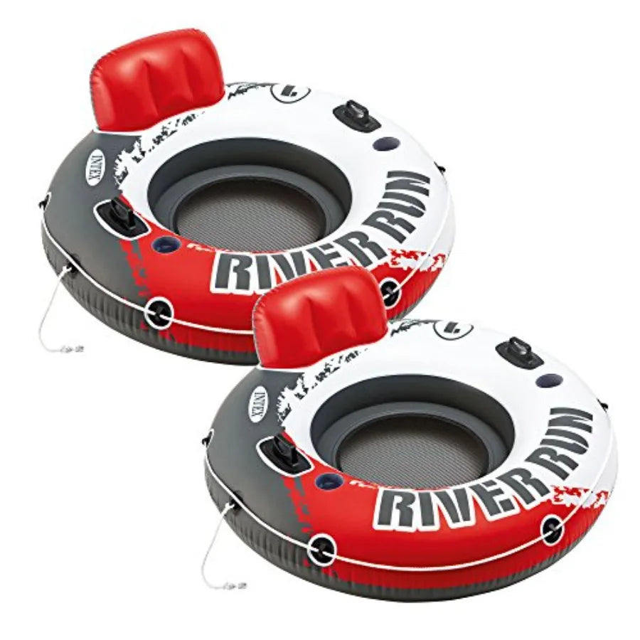 Red River Run 1 Fire Edition Sport Lounge Inflatable Water Float For Pool And Beach Use Vinyl Red Durable And Stable 53 Diamete