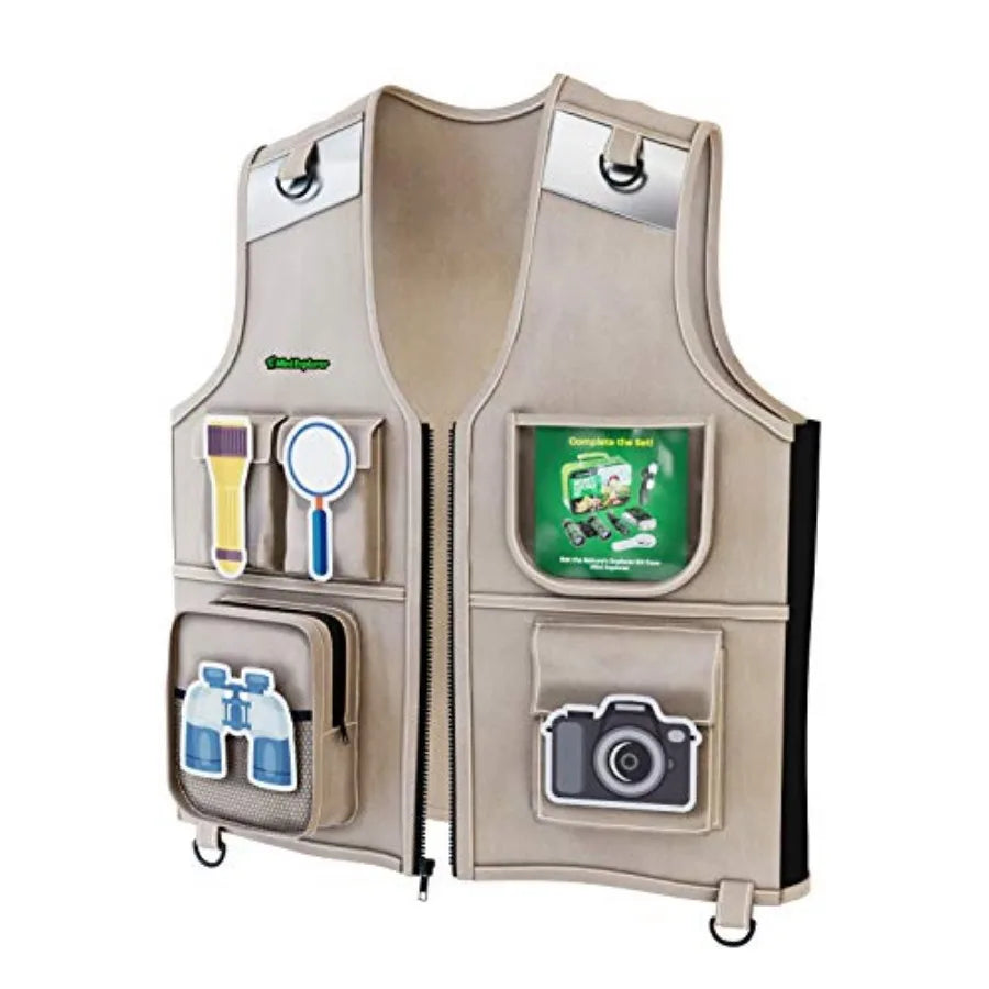 Explorer Vest and Hat Costume - Backyard Safari Cargo Vest Kid Outdoor Activity - Gifts for Young,Boys and Girls Ages 3-6