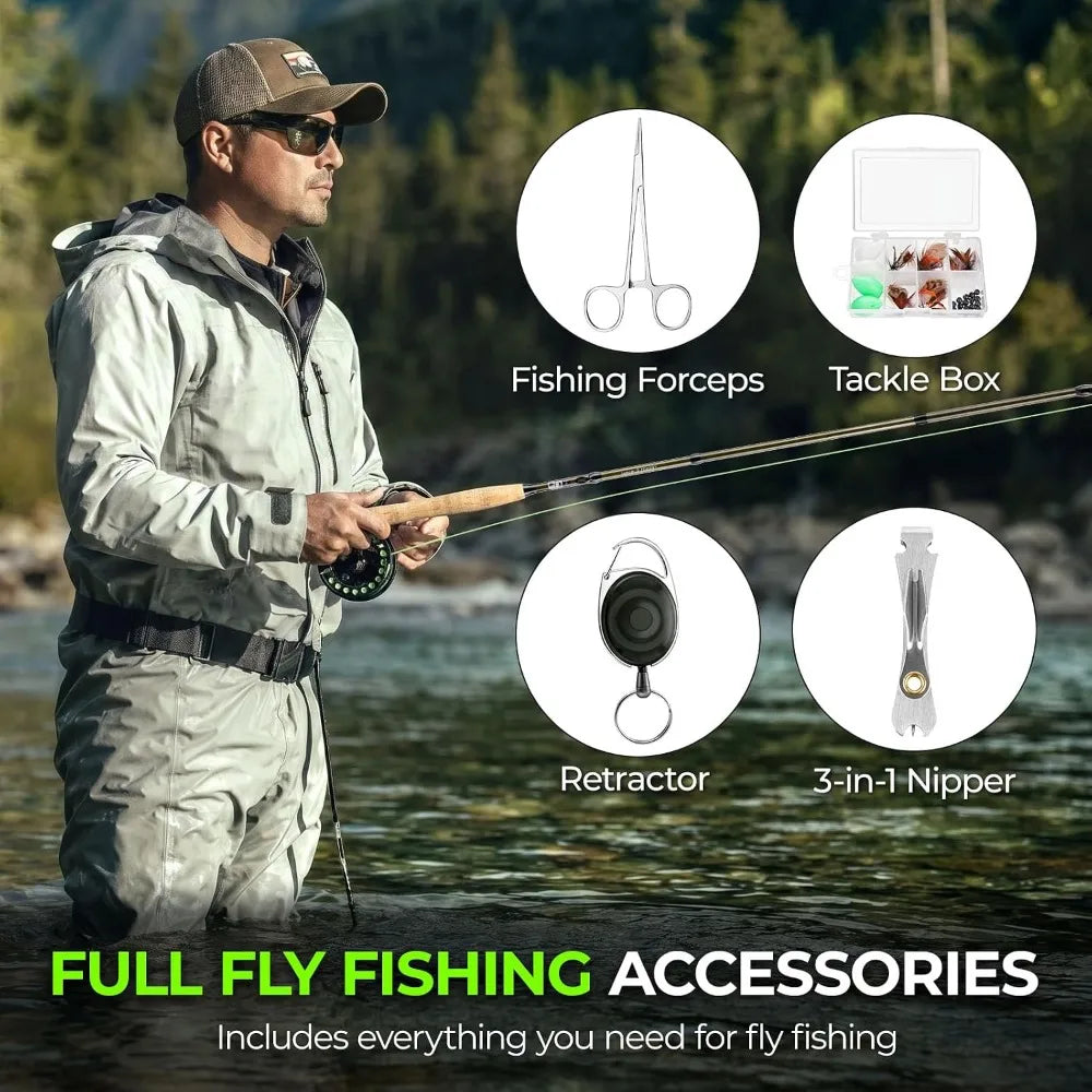 Complete Fly Fishing Rod & Reel Combo Kit – Ready-to-Fish Gear for Trout, Bass, Panfish