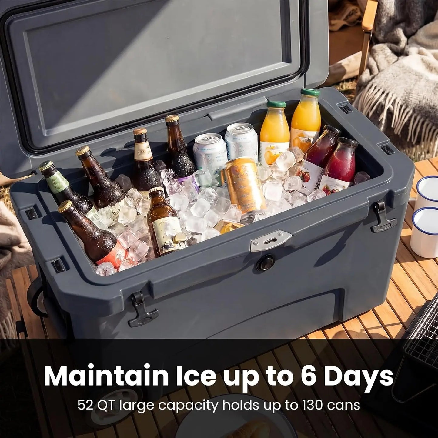 Portable Hard Cooler with 6-Day Ice Retention, Rolling Ice Chest, Telescoping Handle, Wheels, Dual Cup Holders,, Custom