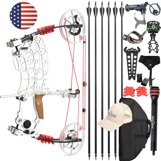 30-70lbs Compound Bow Adjustable Dual-Purpose 80% Let-off High Speed 420FPS for Hunting Shooting Steel Ball and Target Practice Right Hand Archery