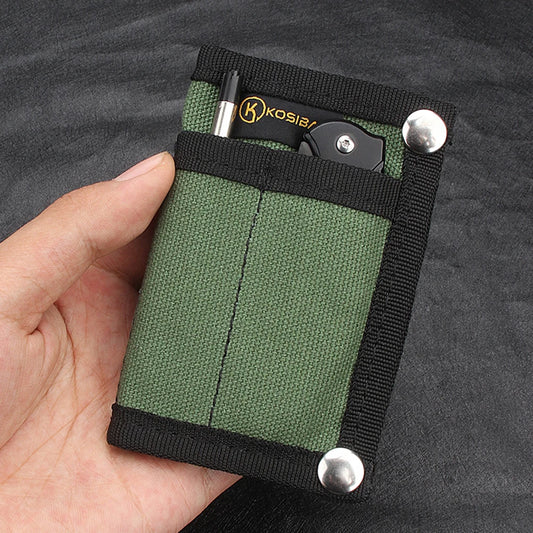 EDC Pouch Bag Multifunctional Foldable Credit Card Holder Canvas Tactical Molle Storage Bag for Outdoor Camping