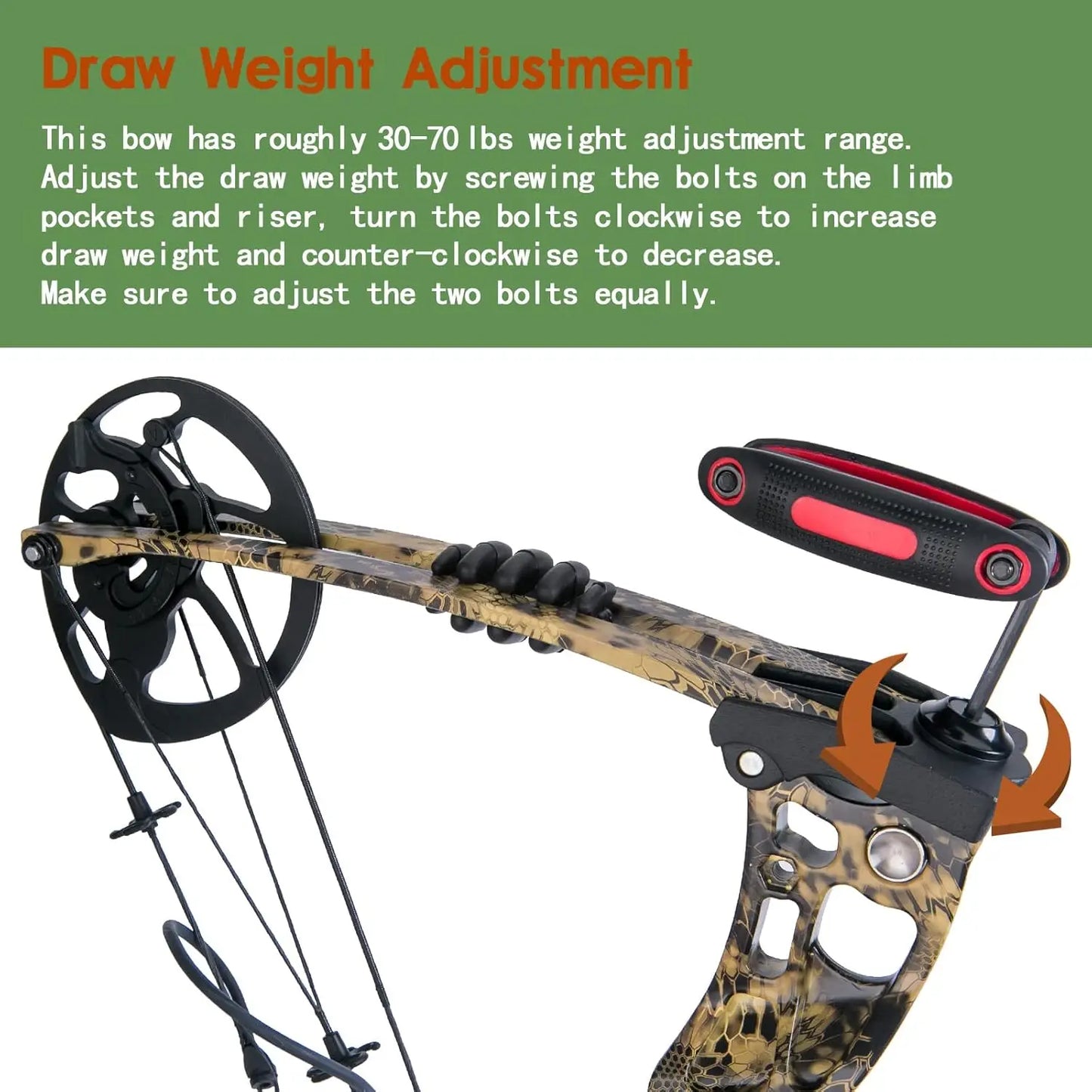 Compound Bow and Arrow for Adult and Beginner, Hunting Bow Archery Set, Right Hand, 30-70 Lbs Draw Weight, 23.5\\u201d-31\\u201d